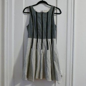 Black and White Line & Dot Pleated Dress